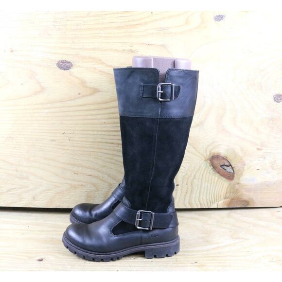B.O.C. Born Boots Womens Cross 7M Black Leather Chaldene Zip 2 Buckle - Picture 1 of 6